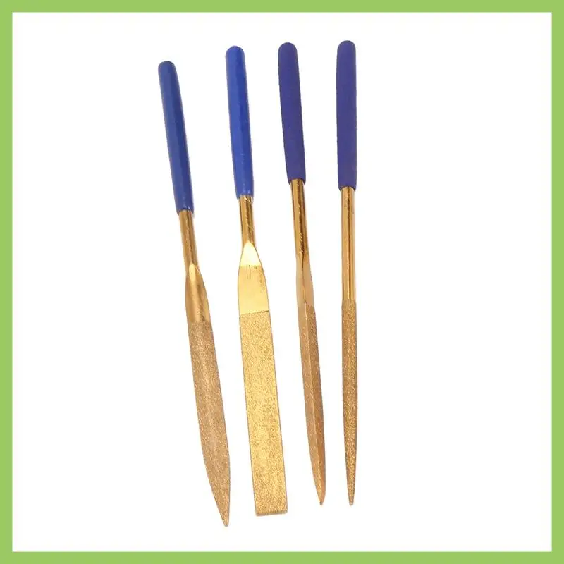 

12Pcs Titanium Coated Diamond Files Set Soft Rubber Handles Variety Shapes Diamond Needle Files For Metal Glass Ceramics