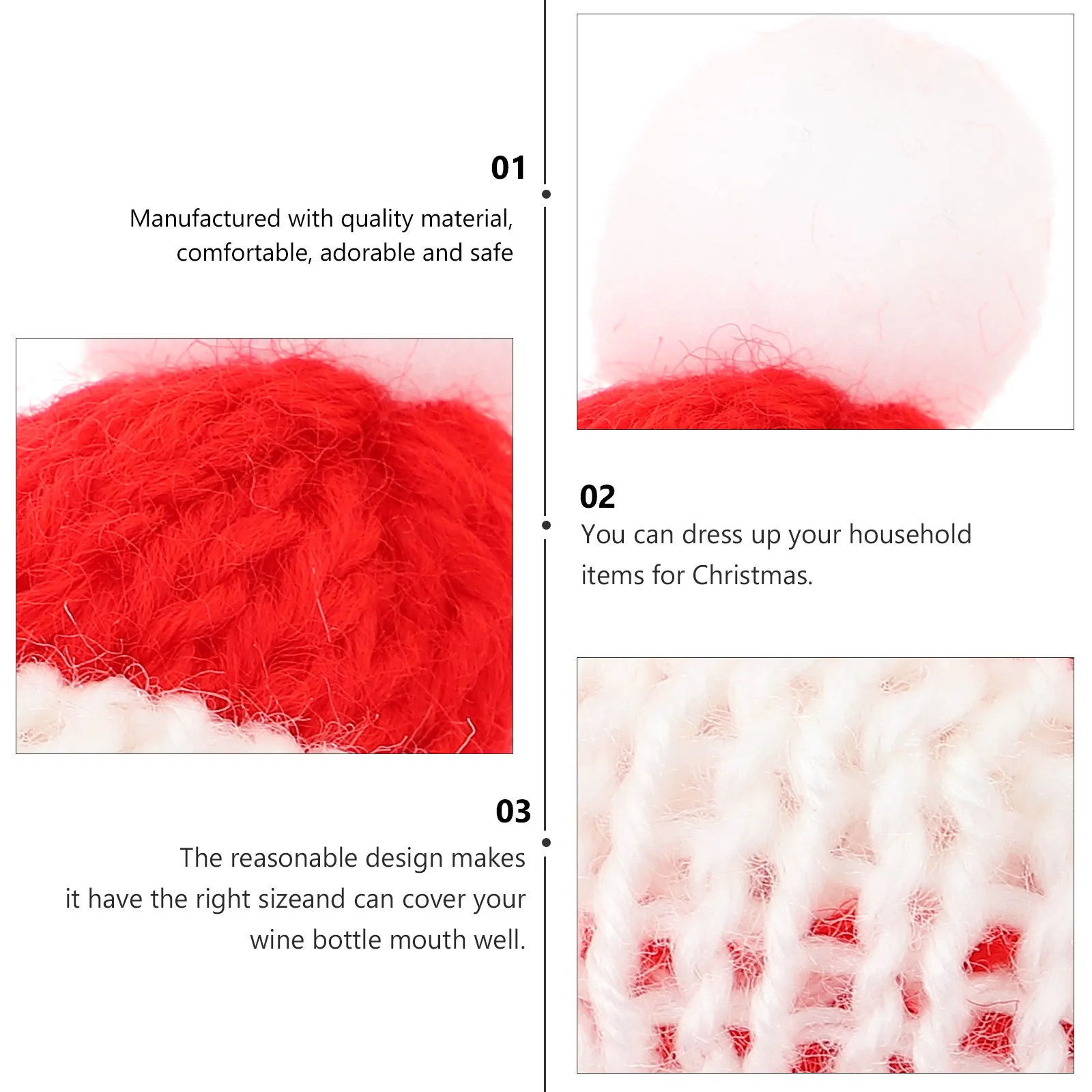 

Christmas Adornment Kit 20pcs Mini Knit Hats DIY Craft Ornaments Festive Home Party Decor Sewing Accessories