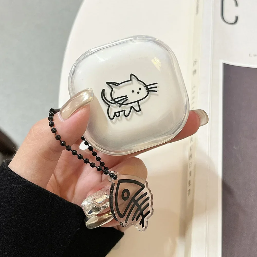 

Line Cat Suitable for Samsung Buds Headphone Case Galaxy Buds FE/Live Bluetooth Anti-Drop Case