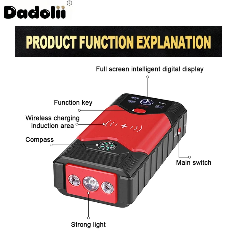 Rozrusznik Samochodowy Urządzenie Rozruchowe Akumulator Power Bank 12V 98000mAh Jumpstarter Auto Buster Awaryjny Booster Ładowarka Samochodowa Rozruch