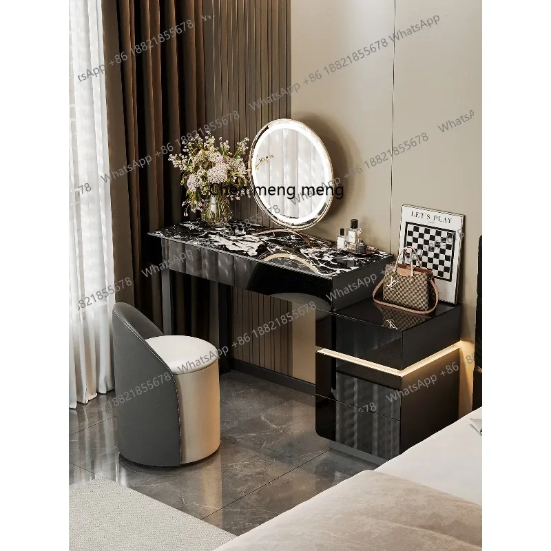 

Italian small dresser, bedside table, bedside table, bedroom light luxury, high-end slate dressing table