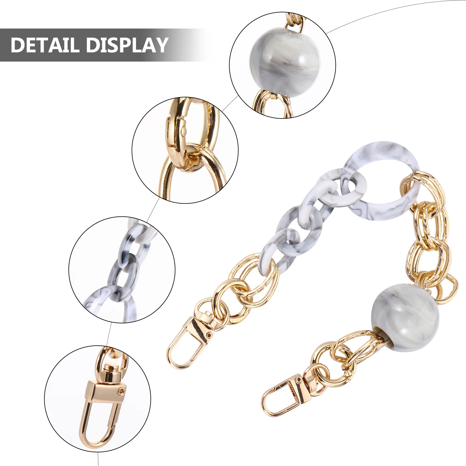 1Pcs Retro Acrylic Resin Bag Chain Replacement Decorative Purse Strap Handbag Accessory Durable Portable Acrylic Bag Chain