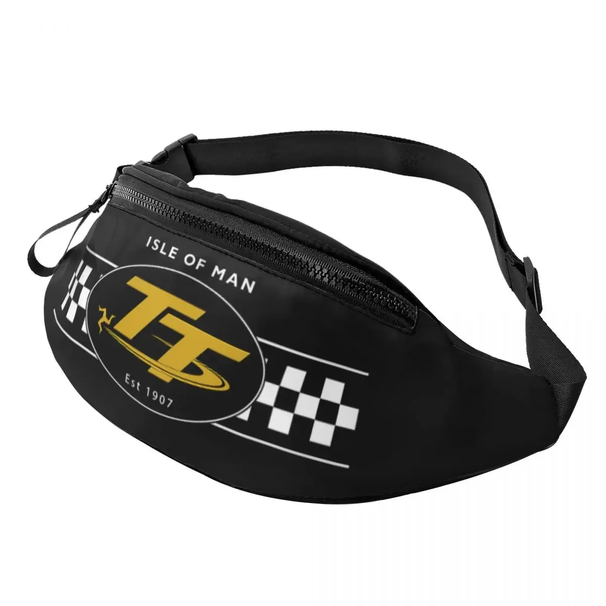 Cool Eiland Man Tt Race Fanny Pack Voor Fietsen Kamperen Mannen Vrouwen Motobike Racer Crossbody Heuptas Telefoon Geld Zakje