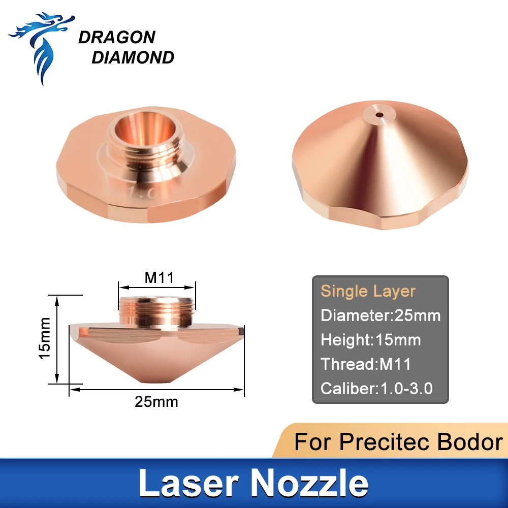 

5PCS Bodor Laser Nozzle Dia.25/28/32mm Caliber 1.0-5.0 Single Double Layer For Bodor Precitec Fiber Laser Cutting Head