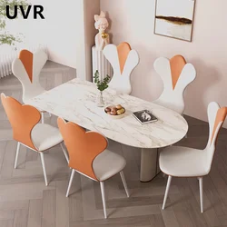 UVR Premium Dining Chair Nordic Home Modern Upholstered Chair Balcony Sitting Comfortable Soft Cream Style Leisure Chair