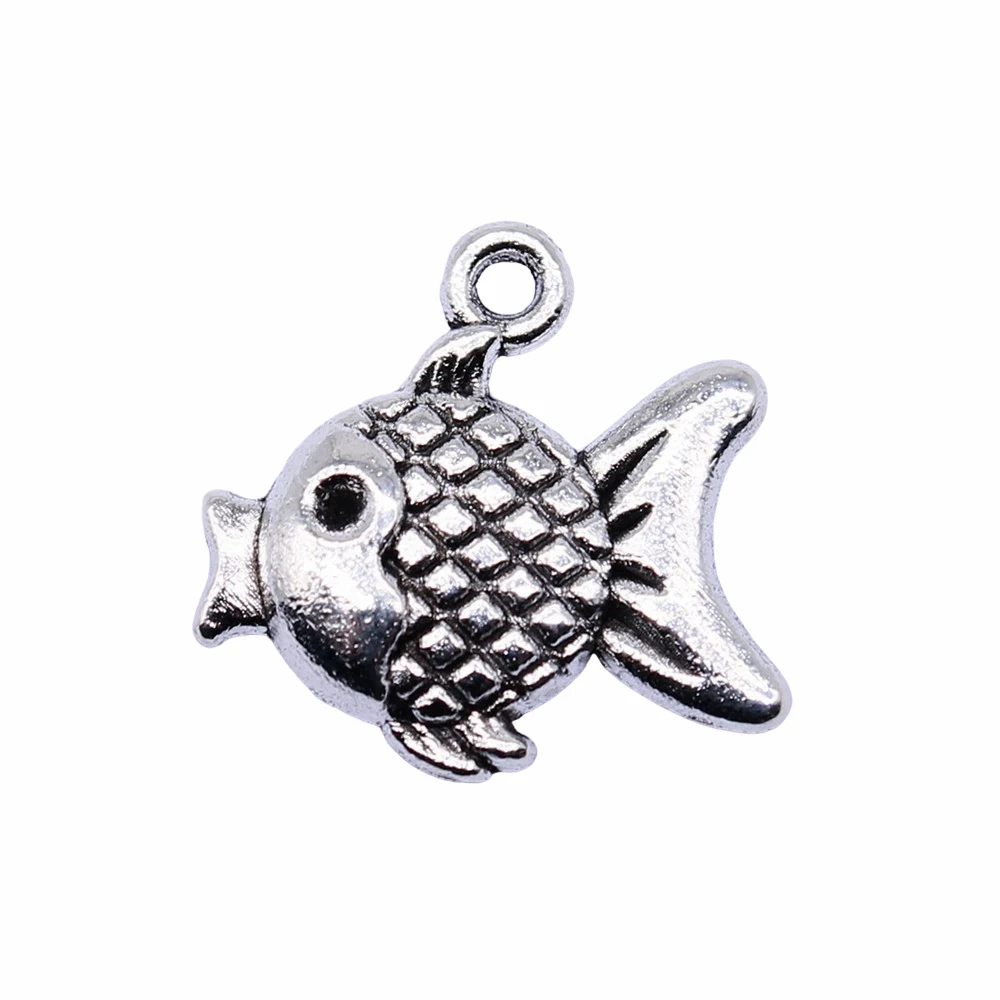 Pendant Fish Charms Vintage Jewelry 17x18mm 10pcs