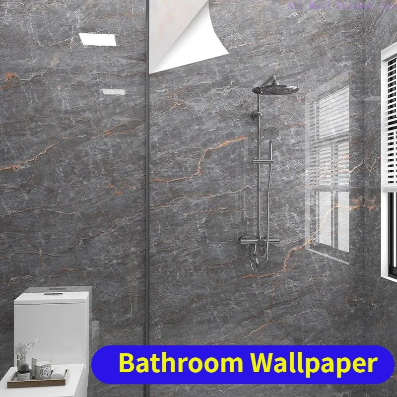 

20M Bathroom Wallpaper Self-adhesive Waterproof Moisture-proof Toilet Renovation Sticker Thickening Marble Sticker Home Decor