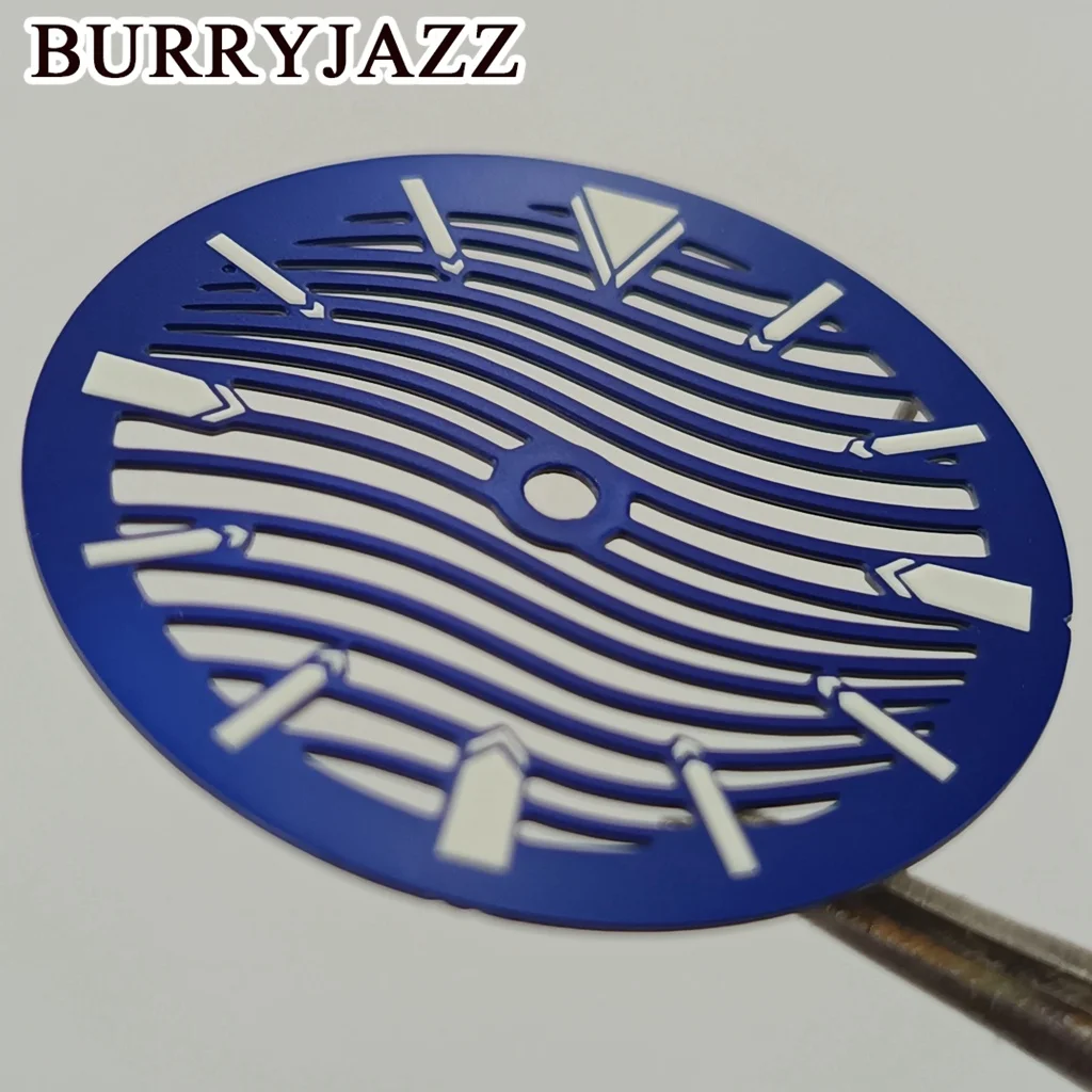 BURRYJAZZ 29 مللي متر بدون شعار NH35 NH70 NH72 الجوف خارج أبيض أسود أزرق أخضر رمادي ساعة الطلب الأخضر مضيئة صالح 3 الساعة تاج