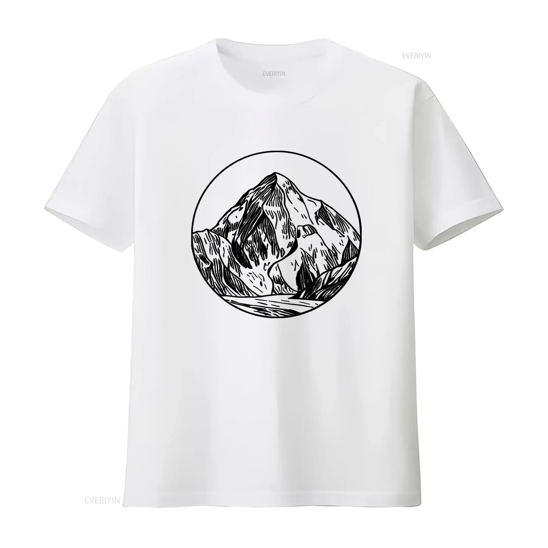 K2 Mountain Art Doodle Adult T Shirt Stylish Outdoor Adventure Design for Men and Women vintage Washed fashion Soft
