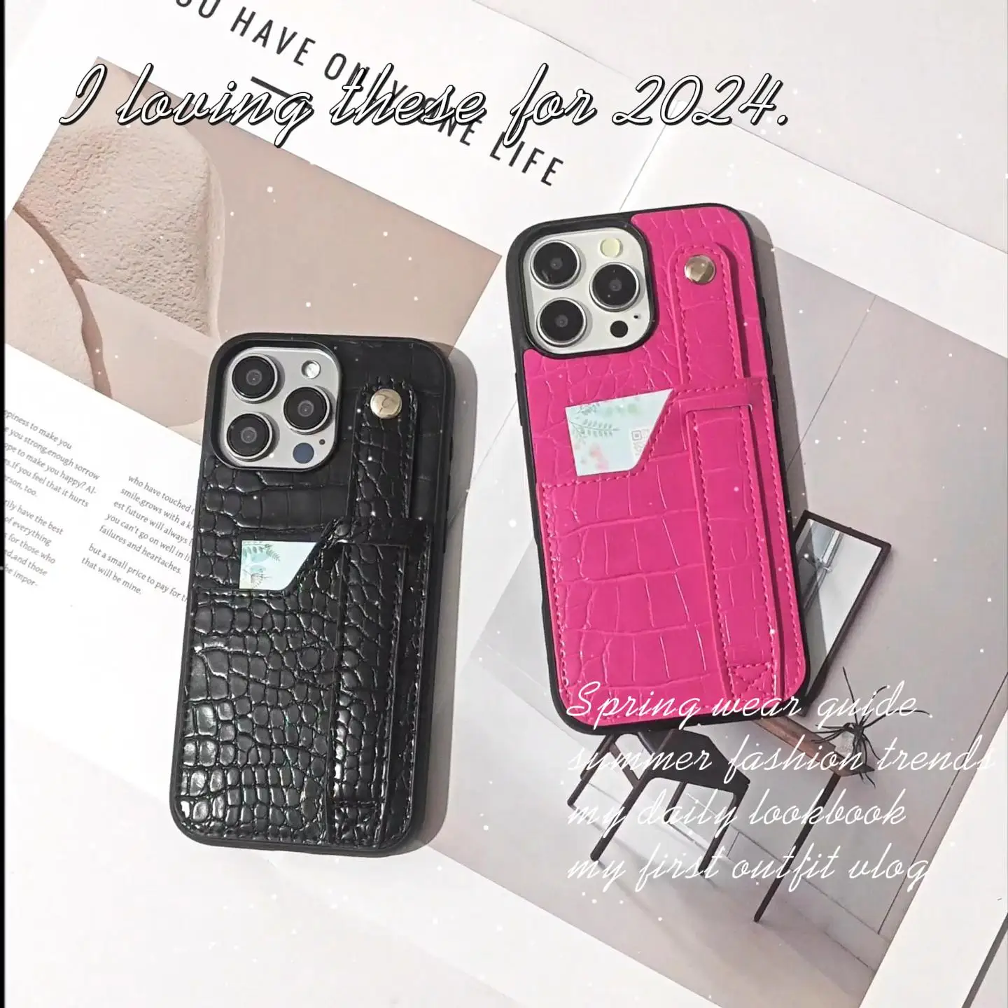 

For iPhone 15 16 Pro Max TPU Phone Case, Crocodile Leather Texture, With Anti Drop and Card Insertion Functions