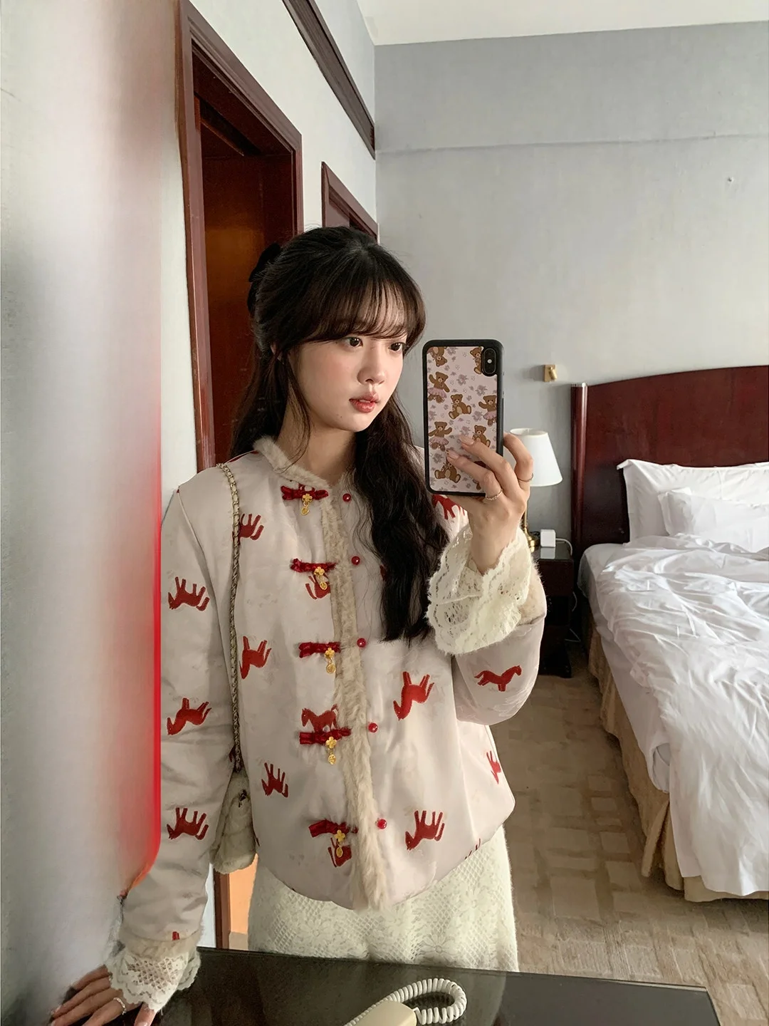 

Ele Korean Sle Lace Coat Dr Set Women's plus Size Slimming Two-Piece Suit Winter Faion Casual Office Wear