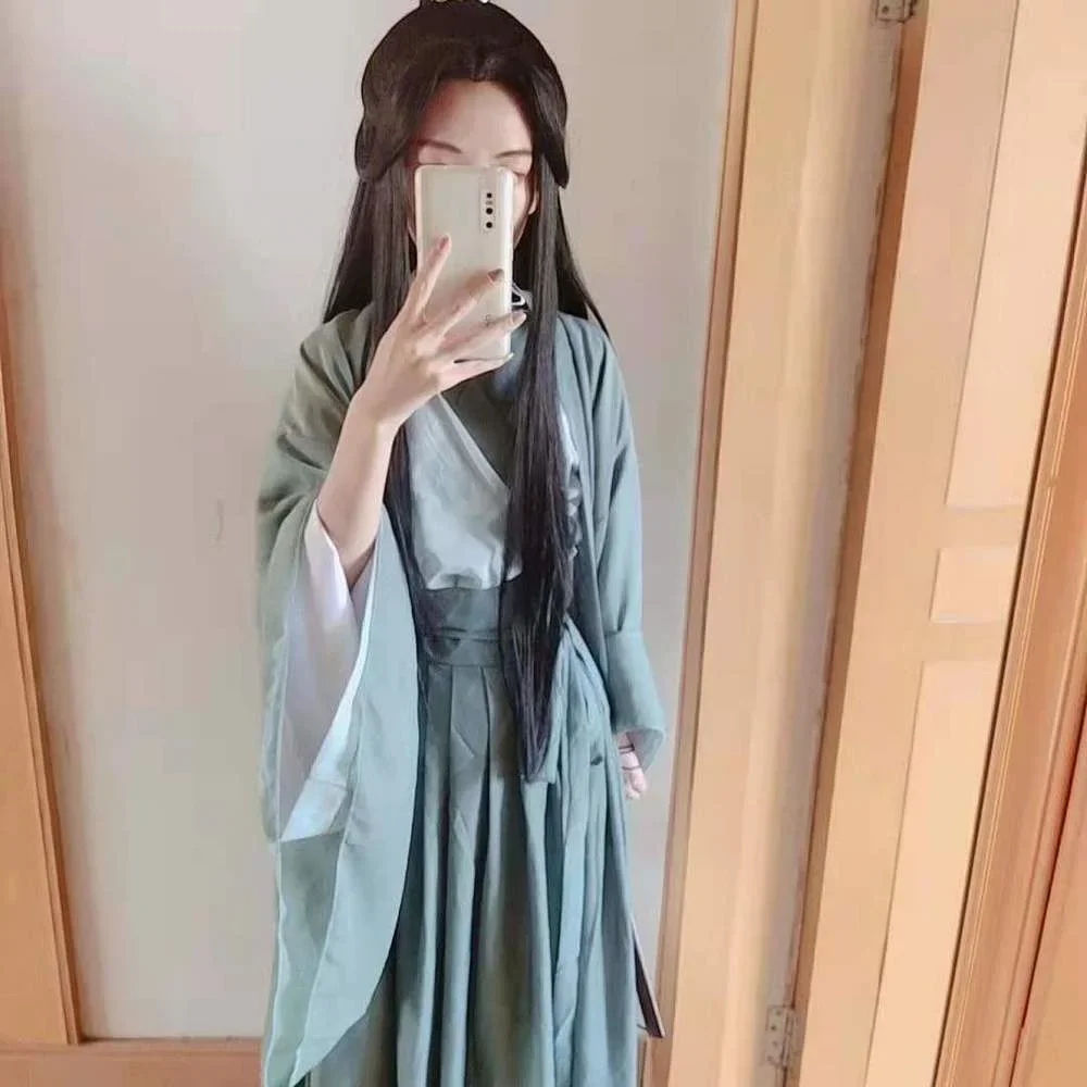 Large Sleeves Gradient Shimmering Princess Hanfu Women Plus Size Sparkles Star 요정 드레스