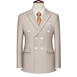 Blazer de peito duplo masculino, casacos monocromáticos, ternos slim fit, jaqueta casual para casamento, vestido de formatura masculino e empresarial, 13 cores, 6XL