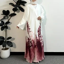 Aperto davanti Abaya musulmano caftano donna Ombre Ramadan Maxi lunghezza abiti manica lunga Jilbabs abbigliamento islamico Abaya