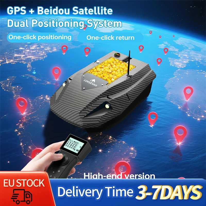 Bateau à appâts GPS LOKEEVAN D50B 15600*2 mAh 12V avec système de positionnement double GPS+Beidou et fonction de tirage de filet