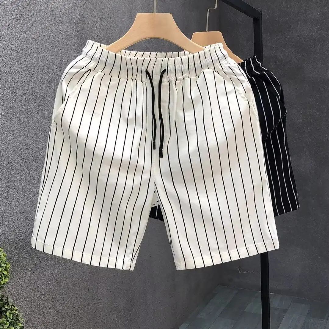 

Fashion men's outer wear shorts new breathable five-point pants men's summer striped casual beach pants