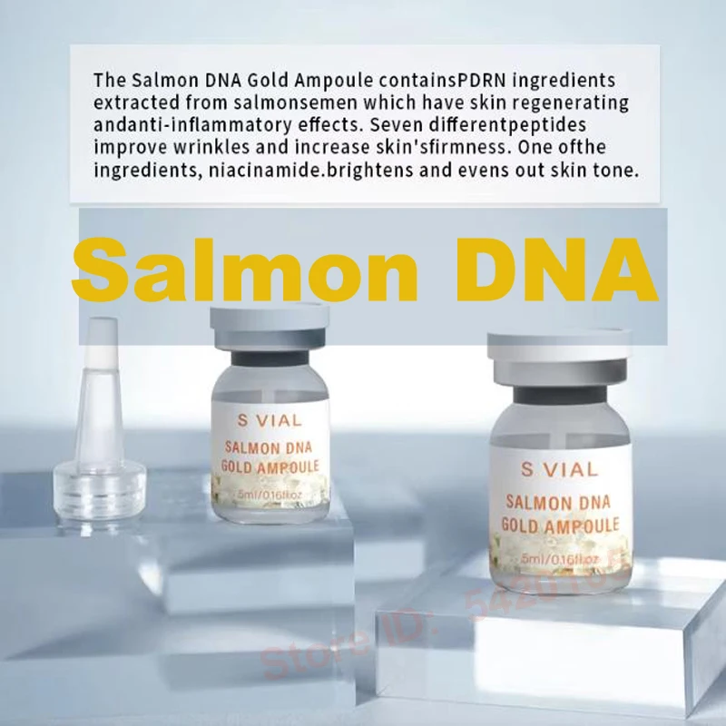 Kit de Sérum Facial de Alta Concentração com DNA de Salmão e Ouro, Ampola Potencializadora da Pele, Clareador, Hidratante e Rejuvenescedor