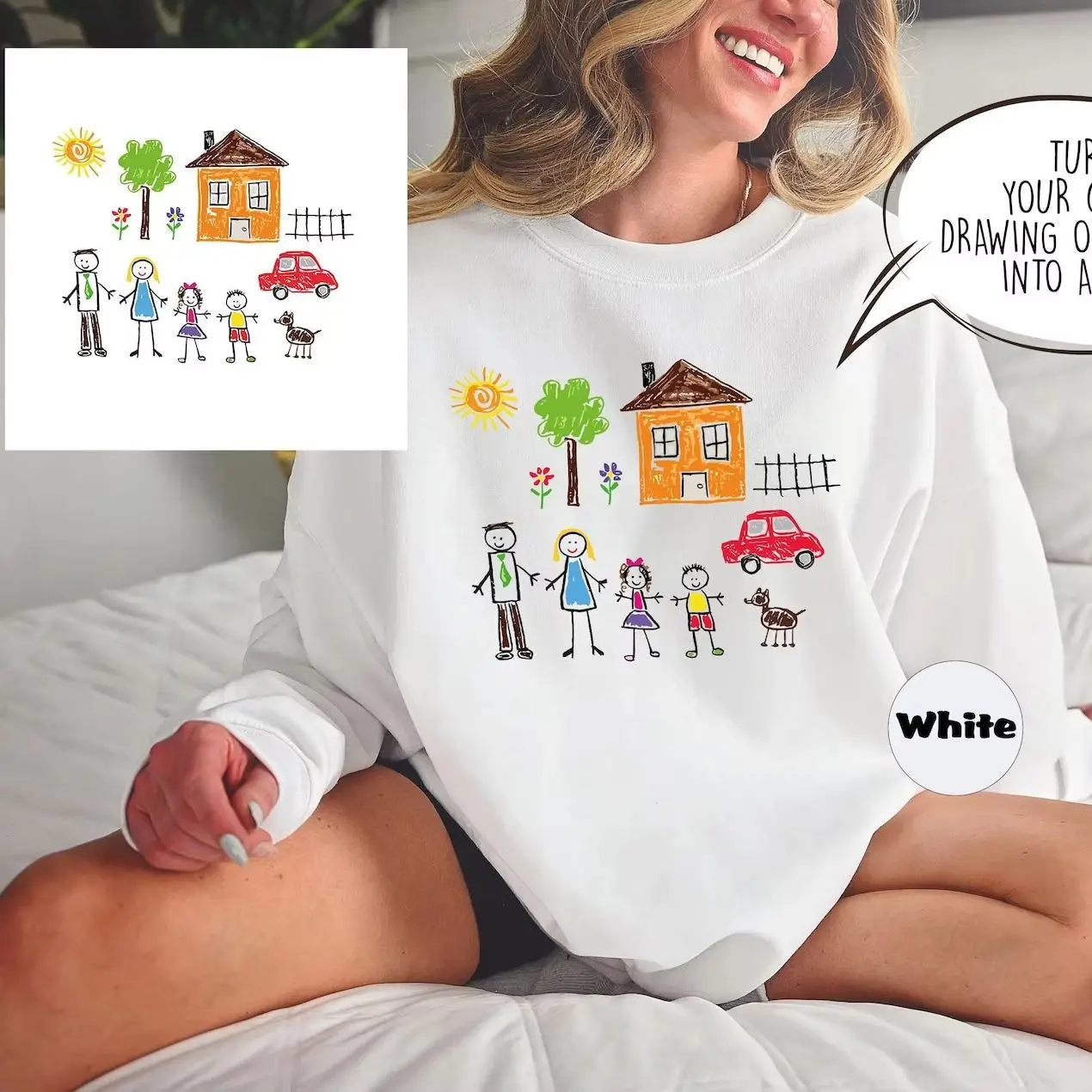 Personalized Kids' Drawing Apparel Sweatshirts Custom Kids' Art Shirt Turn Your Child's Drawing Or Artwork Into A Shirt Present