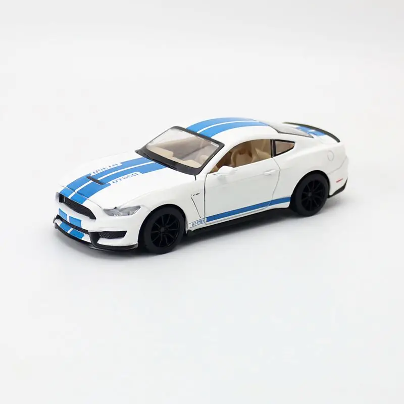 Miniauto 1:32 Scale Ford Shelby GT350 Toy Car Diecast Model Pull Back Doors Openable Sound & Light Educational Collection Gift