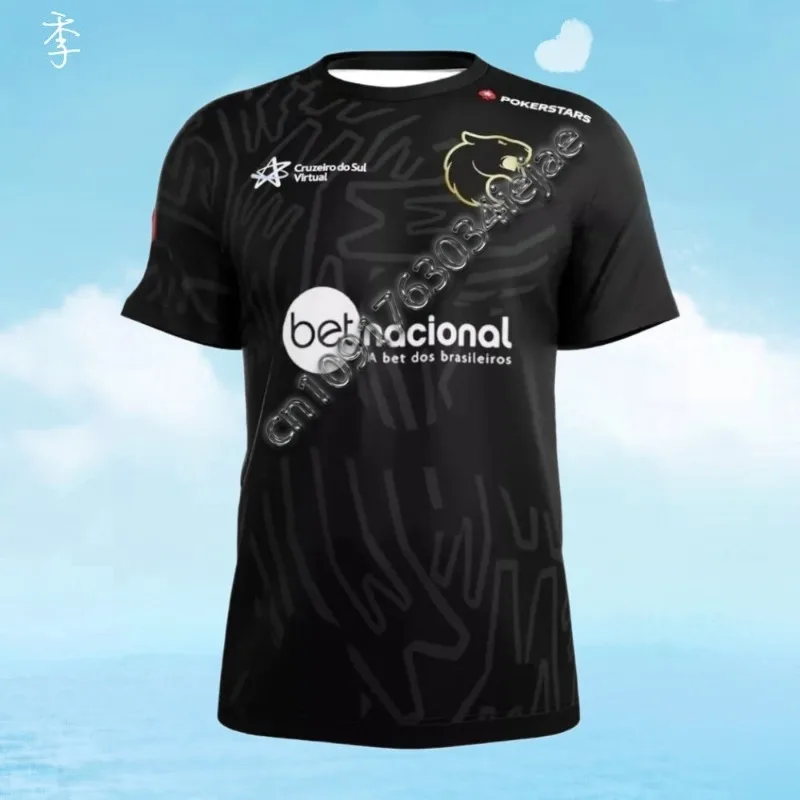 

MOTO-Sports Round Neck T-shirt for Esports Brazil FURIA Esports CS2 Short Sleeved T-shirt Exercise T Support