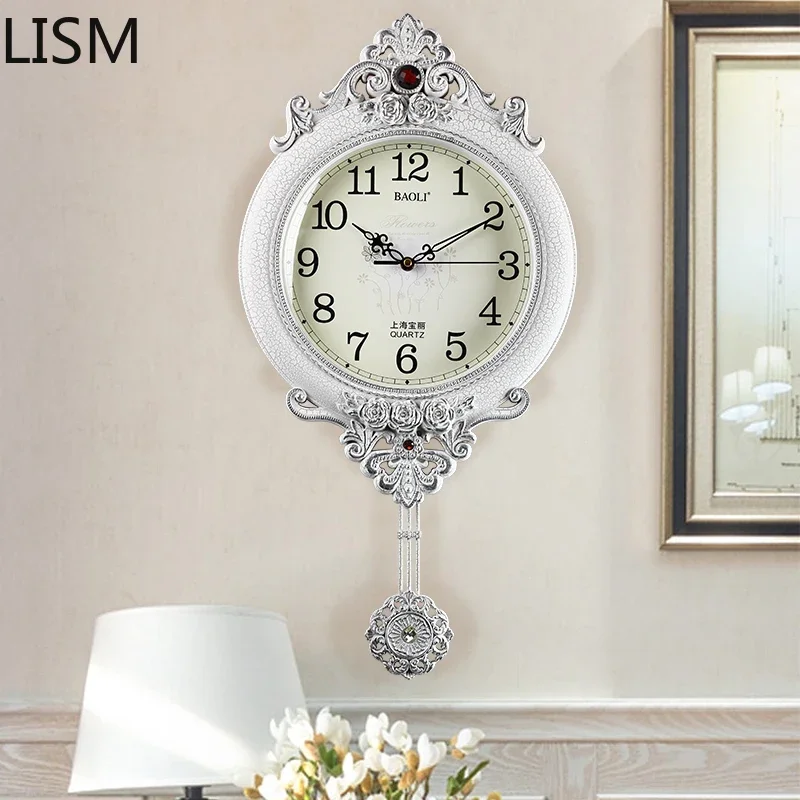 Pendulum Wall Clock Vintage Quartz Silent Wall Clock Modern Design Nordic Large Decorative Antiguedades Decorativas