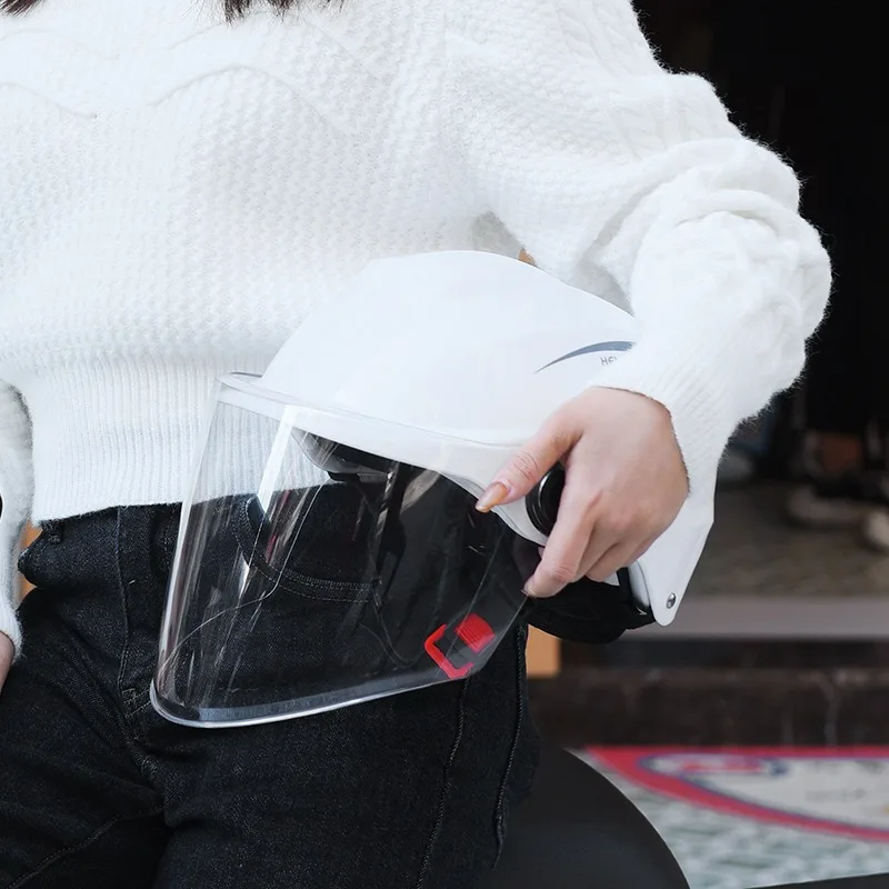 

Электрический мотоциклетный шлем для мужчин и женщин, универсальный полушлем на лето, защитный шлем для езды на батарейках