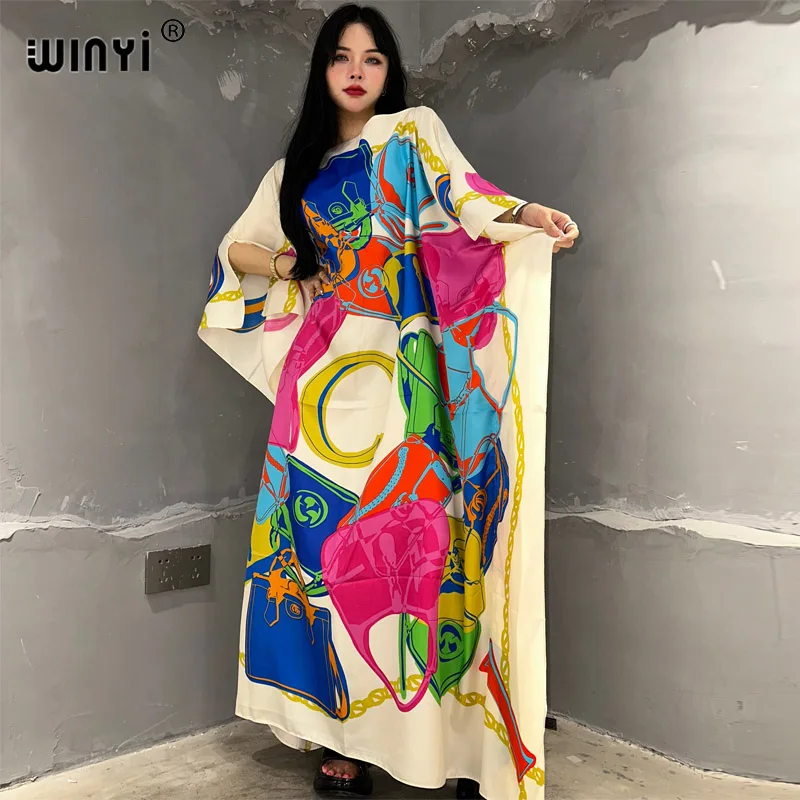 WINYI new dress Summer Print Elegant Muslim africa clothing dress beach outfits for women evening dress party turkey dressesnew