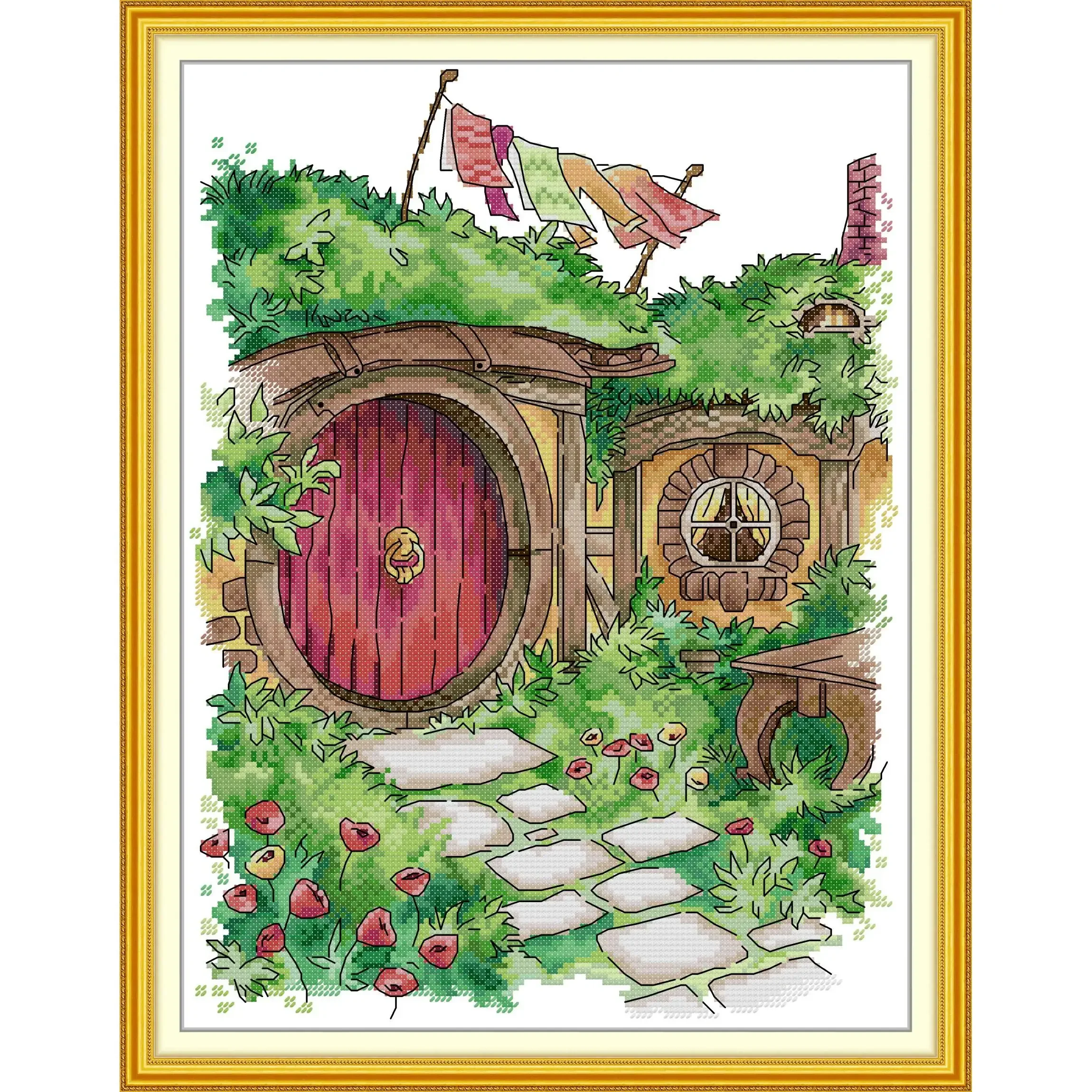 

Joy Sunday Pre-printed Cross Stitch Kit Easy Pattern Aida Stamped Fabric Embroidery Set-The Hobbit Hut