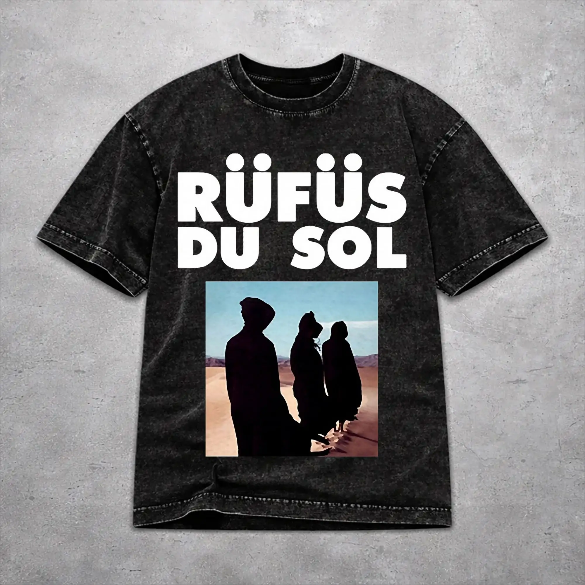 Men Women Harajuku Washed T-shirts Rufus Du Sol 2026 Concert Print T Shirt Merch Oversize  Tees Tops