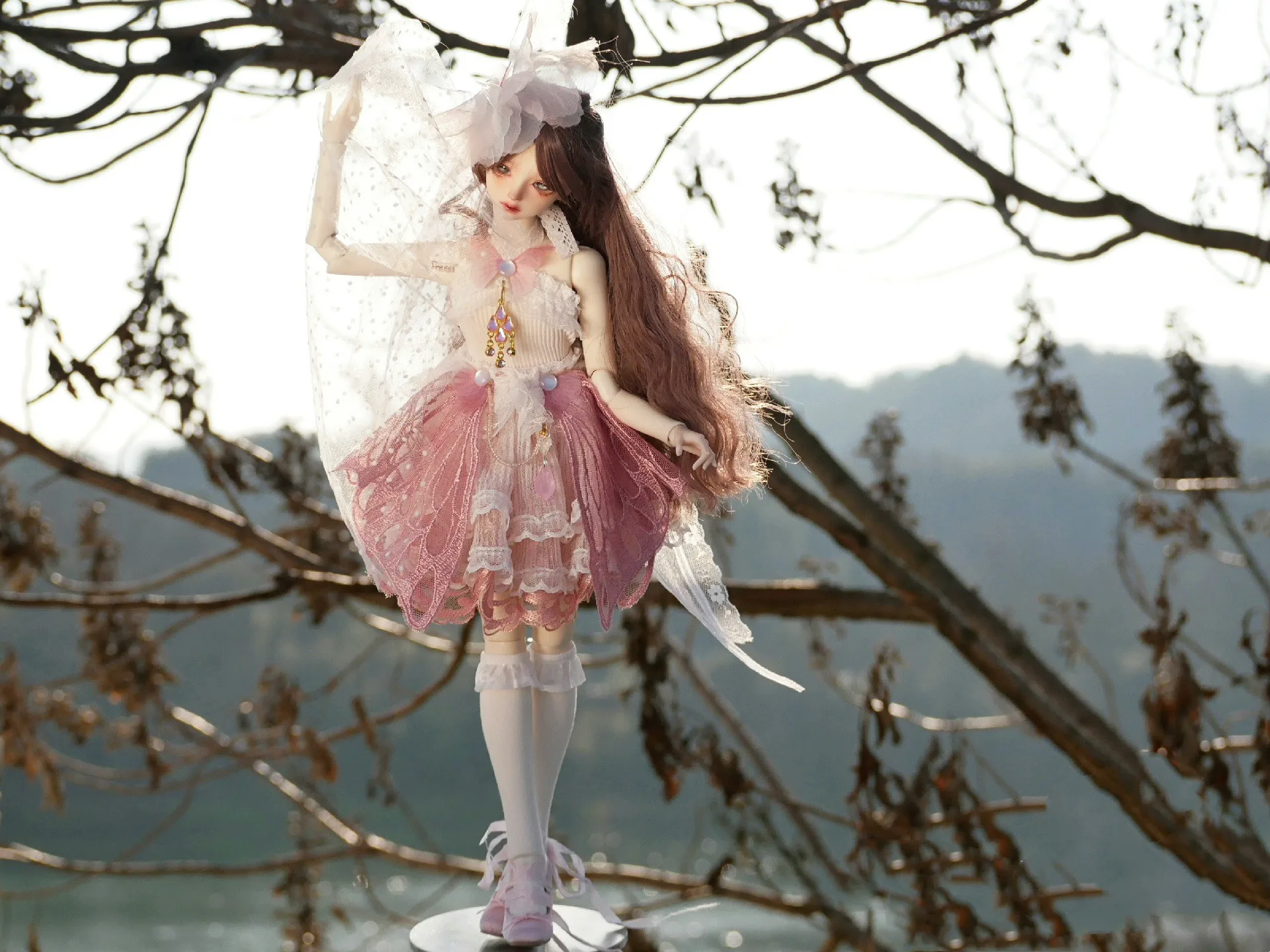 ملابس للدمى 1/5 1/6 BJD فستان تيارا ملابس دمى مخصصة