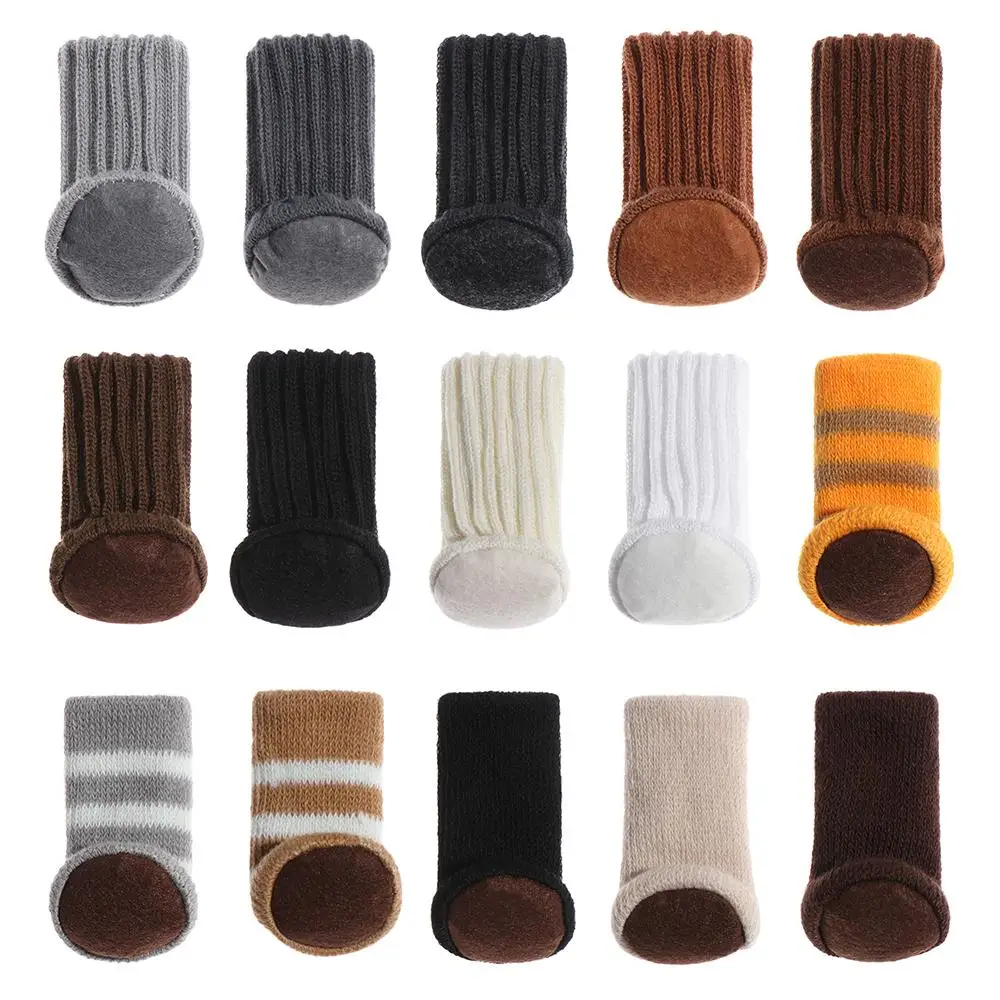 4PCS Elastic Knitted Chair Foot Cover Round Bottom Non-Slip Furniture Protectors Covers Floor Protection Pads Table Legs Socks