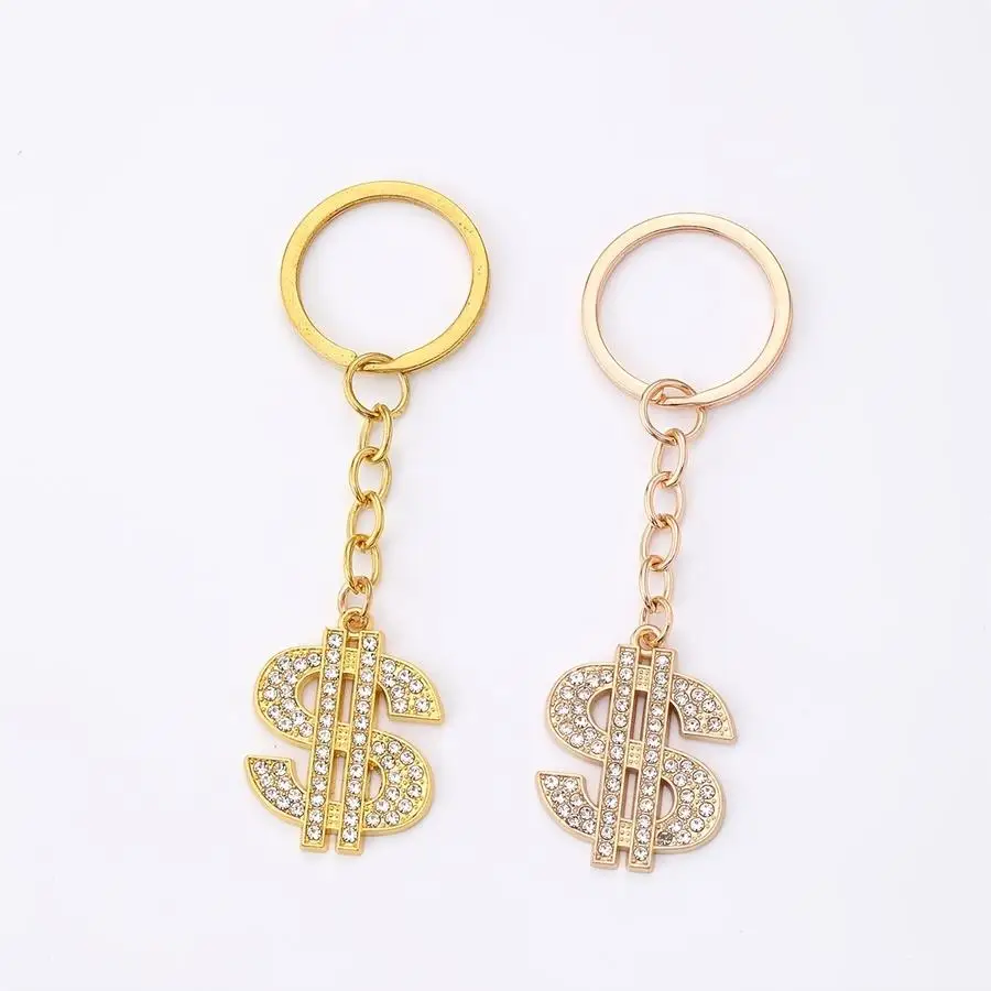 1/5/10/20/50/100pcs Key Chain with Dollar Sign (1 piece), Shiny Rose Gold Metal Pendant with Money Symbol for Handbags, Key Acce