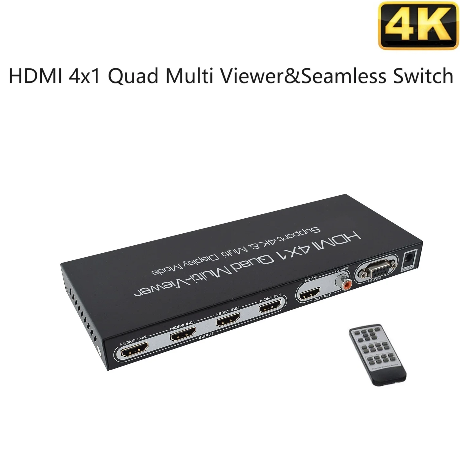 

4K Quad HDMI-compatible Multi Viewer Switcher IR Remote RS232 Control PIP Seamless Switch 4x1 for Projector Monitor TV BOX