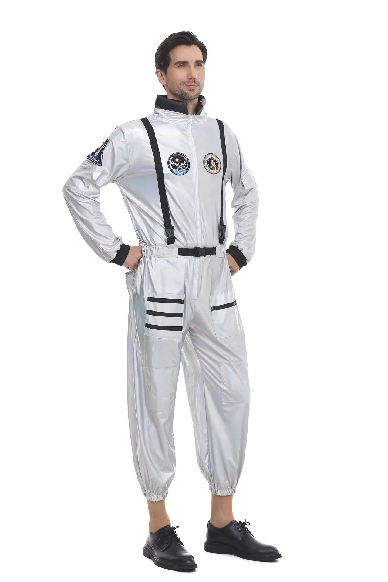 Astronaut Cosplay Kostüm Kappe Raum Astronaut Flug anzug Frauen Männer Körper Overall Reiß verschluss Karneval Halloween Paar Raum anzug