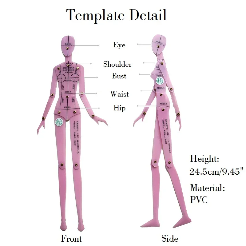 Fashion Drawing Ruler Garment Design of Human Body Dynamic Hand Drawing Template Ruler Women Effect Drawing Style Rotating Joint