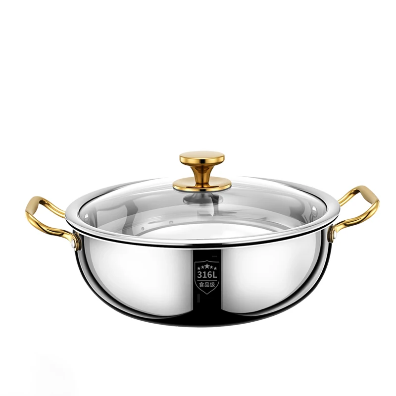 

KENGQ Kitchen Cookware 316 Stainless Steel Large Capacity 7L Soup Cooking Pot with Glass Cover Dishwasher Safe