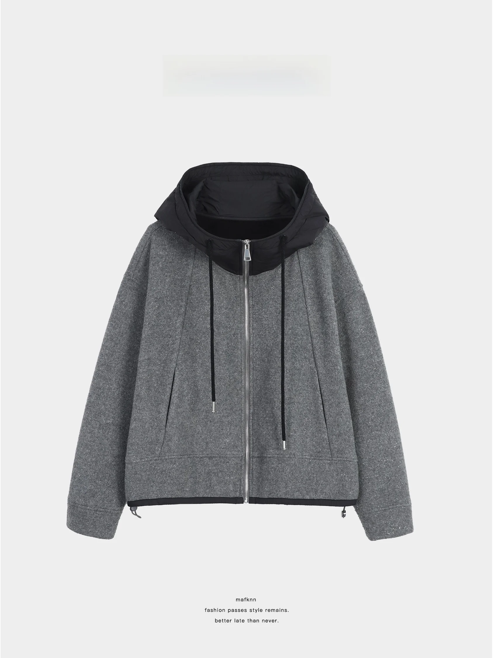 

Женская повседневная верхняя одежда: толстовка с капюшоном на молнии, утепленная шерстью, из полиэфирного волокна, больших размеров, под собственной торговой маркой JoJo