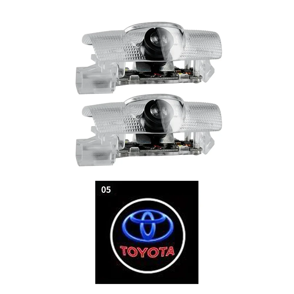 2PCS Car LED Welcome Lamp with Toyota Logo Door Ghost Shadow Light Laser Projector for Toyota PRADO Camry Corolla Rav4 Prius