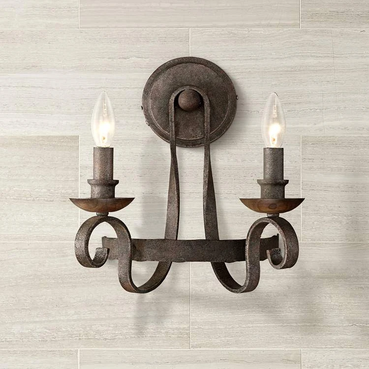 American French retro new rural retro bedroom study living room homestay wrought iron wall lamp restaurant aisle creativity