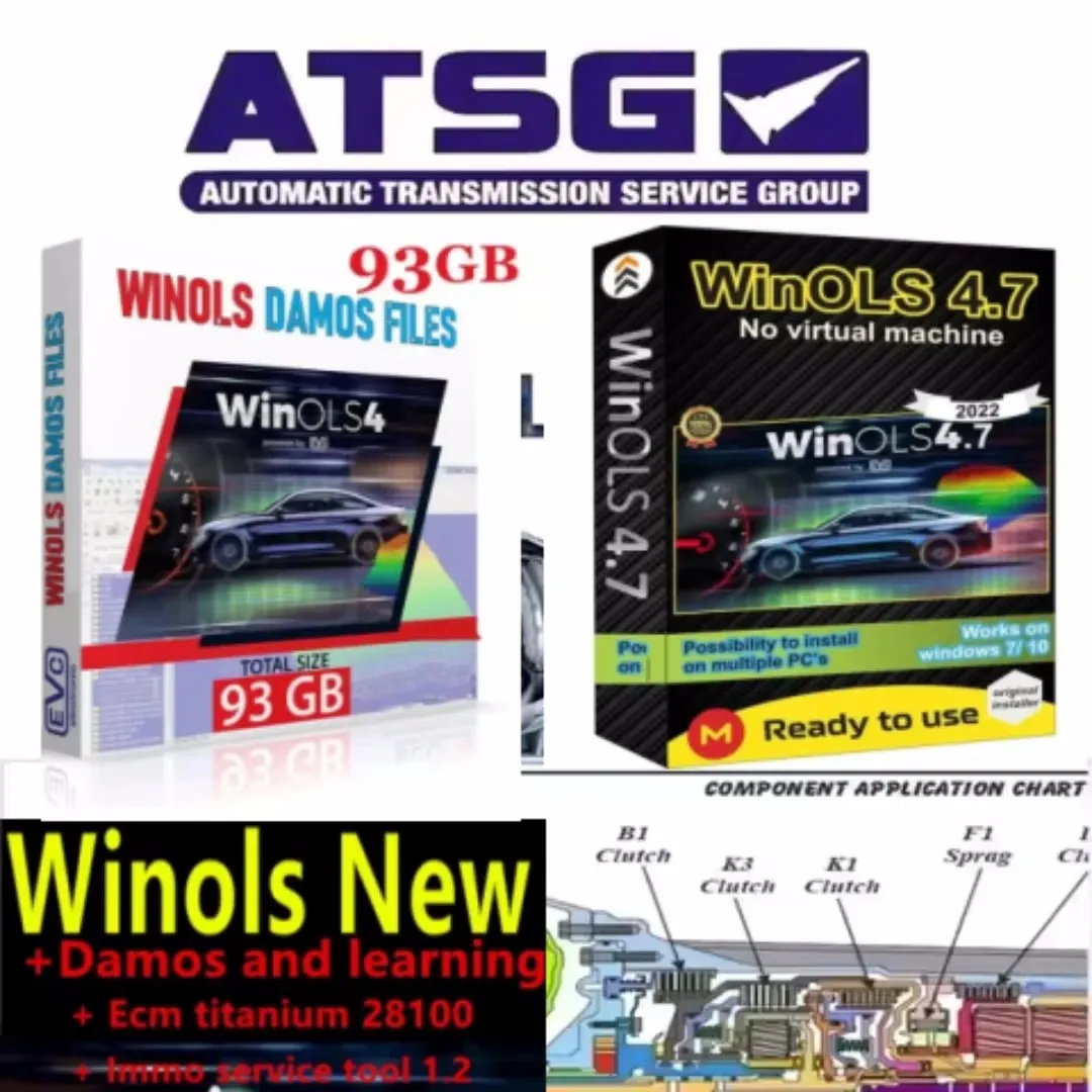 Winols 4.7+ 93GB Damos Big Pack 2020-2022 ECM Titanium 1.61 مع 26000+ أداة خدمات Immobilizer V1.2 مساعدة مجانية للسيارات