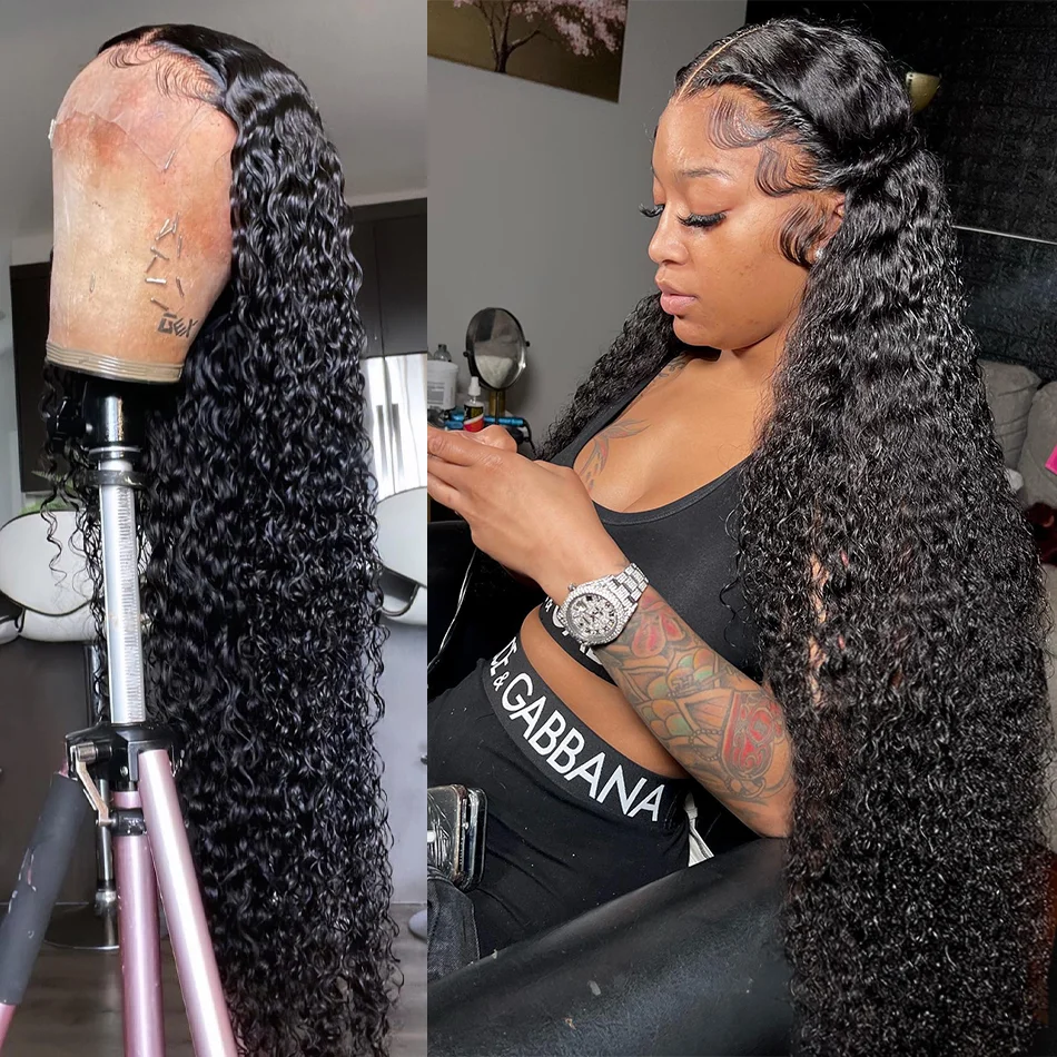 Losse Diepe Golf 13X6 Hd Lace Front Human Hair Pruik Brazilian Transparant Water Curly 13X4 Lace Frontale Pruik Voor Vrouwen