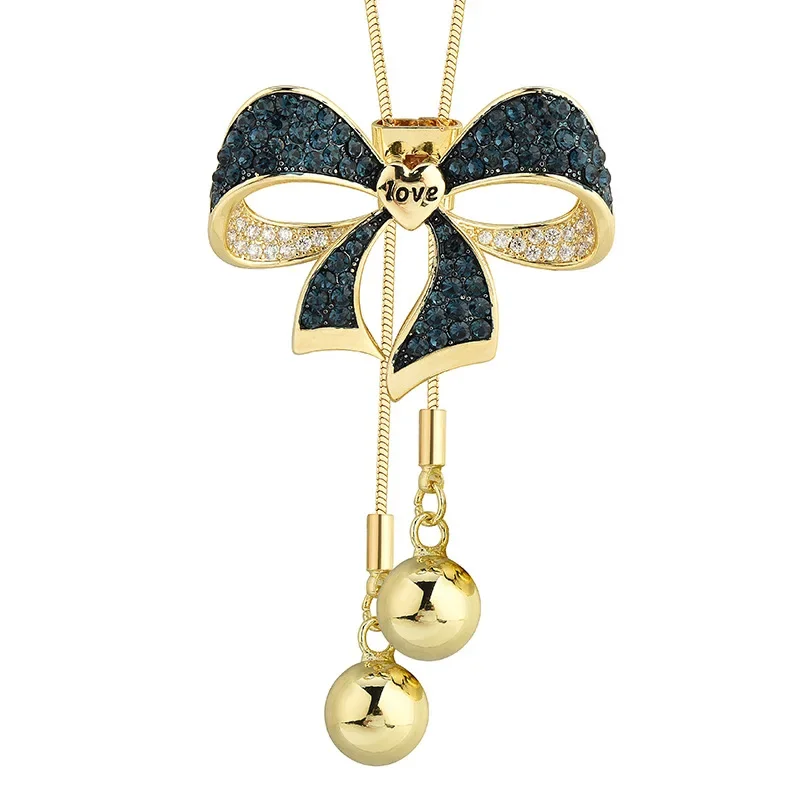 

2025 A two-worn autumn and winter versatile bow sweater chain with a fashionable and individual long butterfly corsage