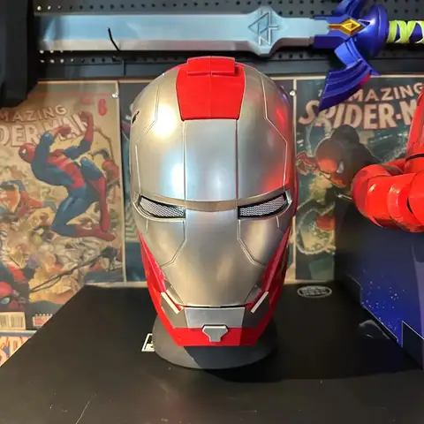 Iron Man MK5 MK45 Electronic Helmet Voice Controlled with Jarvis AI Automatic Faceplate Deformation LED Light Up Collectible fan