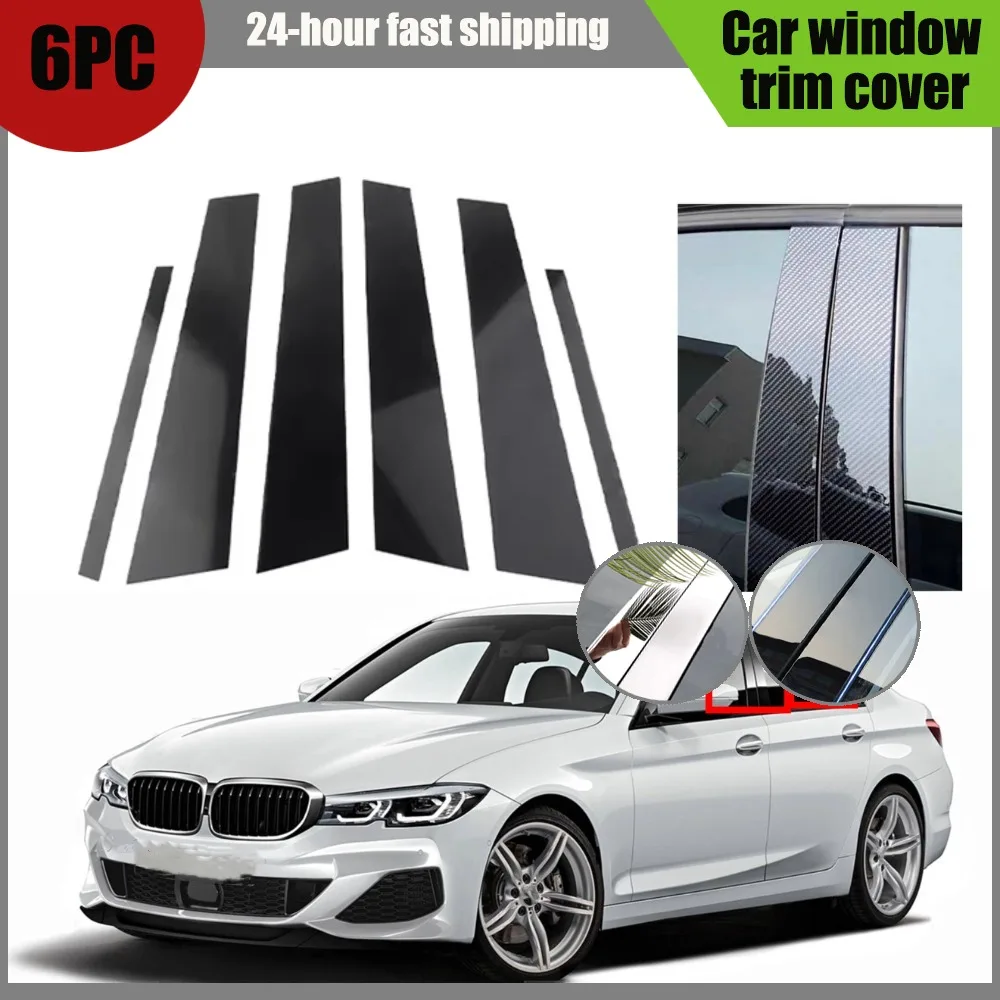 

Fit For BMW 3 Series G20 G21 2019 2020 2021-2023 Silvery Carbon Glossy Black Column B C Pillars Post Window Cover Trim Sticker