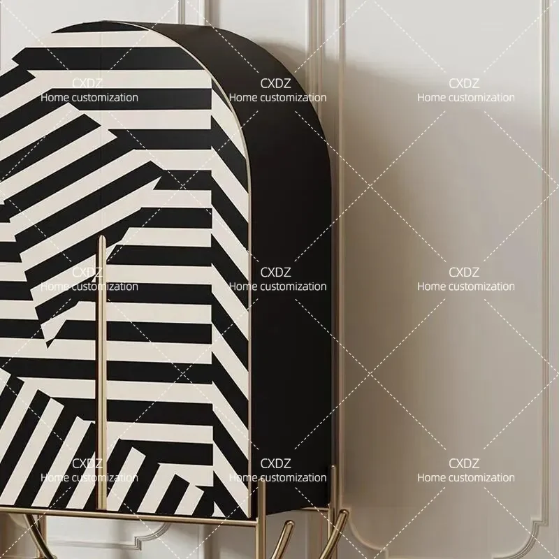 Italian zebra pattern chest decorative cabinet villa side cabinet bedroom end of bed locker high foot porch cabinet dining