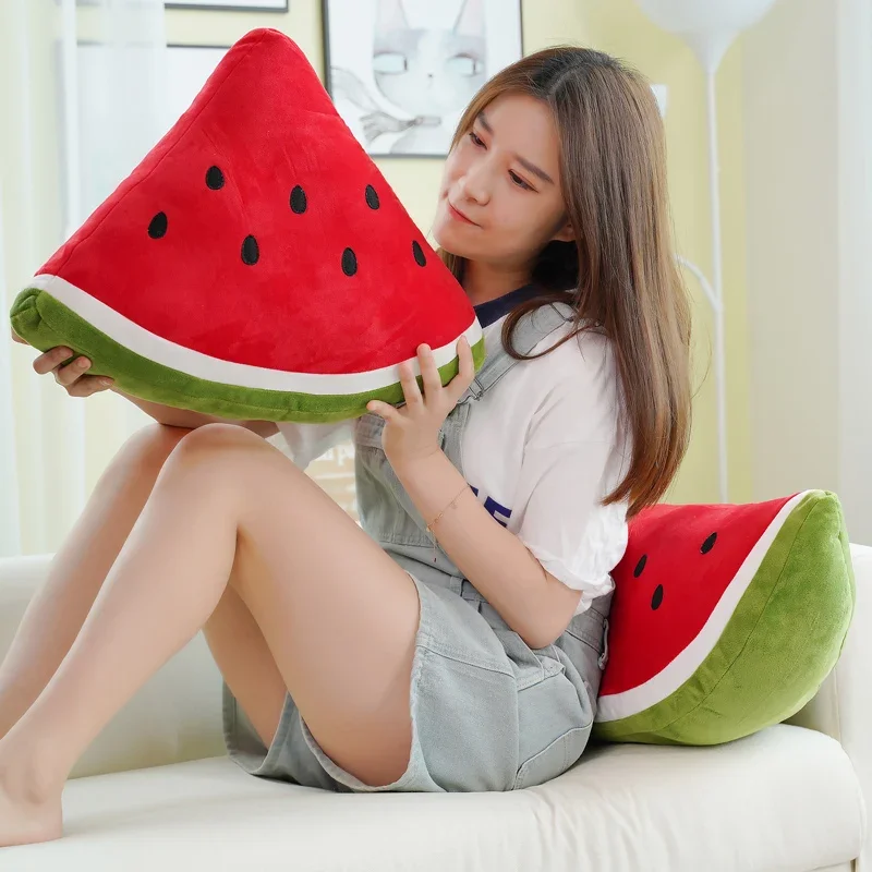 Simulation Watermelon Fruit Plush Pillow Stuffed Soft Plushies Toy Chair Cushion Creative Home Decor Children Birthday Gift