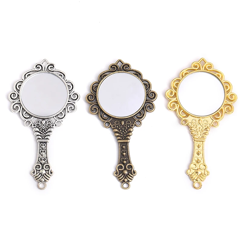 Vintage 2 pcs metal mirror charms fit DIY Handmade necklace earring bracelet charms Jewelry Making