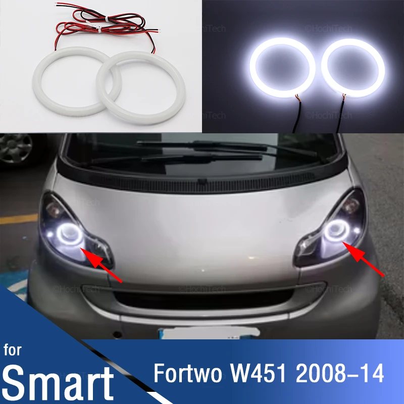 

for Brabus Smart Fortwo W451 Mk2 08-14 Car Accessories Halo Ring 6000K White High Quality Milk Cotton Angel eyes light