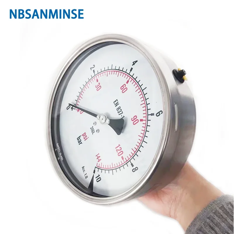 

NBSANMINSE 6" High Pressure Oil Gauge Stainless Steel With Brass Stainless Steel Thread Hydraulic Industry Parts