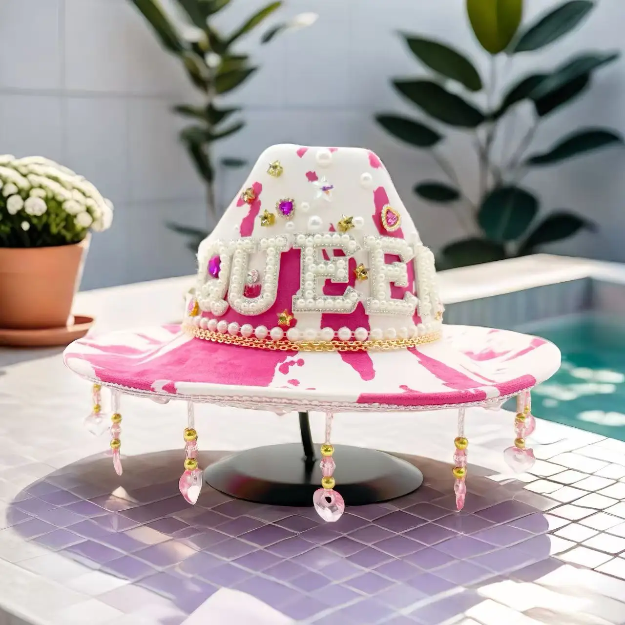 

Ковбойская шляпа со стразами, соломенная шляпа в западном стиле для женщин и мужчин, для вечеринок, пляжа, винтажных ковбойских аксессуаров, фестивалей, рейвов, кантри-музыки